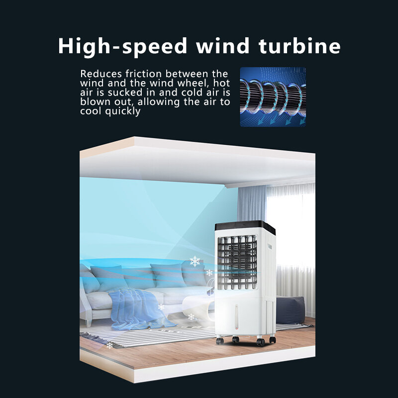 تكييف الهواء مروحة كبيرة الرياح قوية التبريد مبرد المحمول يمكن أن يكون توقيت عن بعد تكييف الهواء المركزي 220 فولت 10L