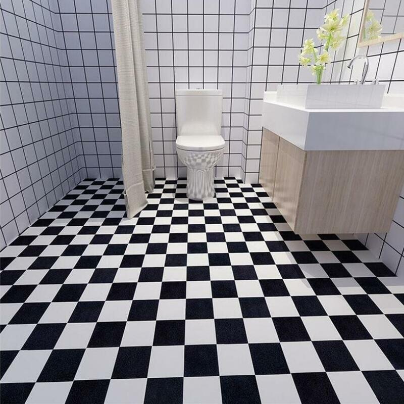 60CM PVC Self Adhesive Floor Sticker Bathroom Thicken Waterproof Flooring Non Slip Tile Sticker Kitchen Toilet Living Room Decor