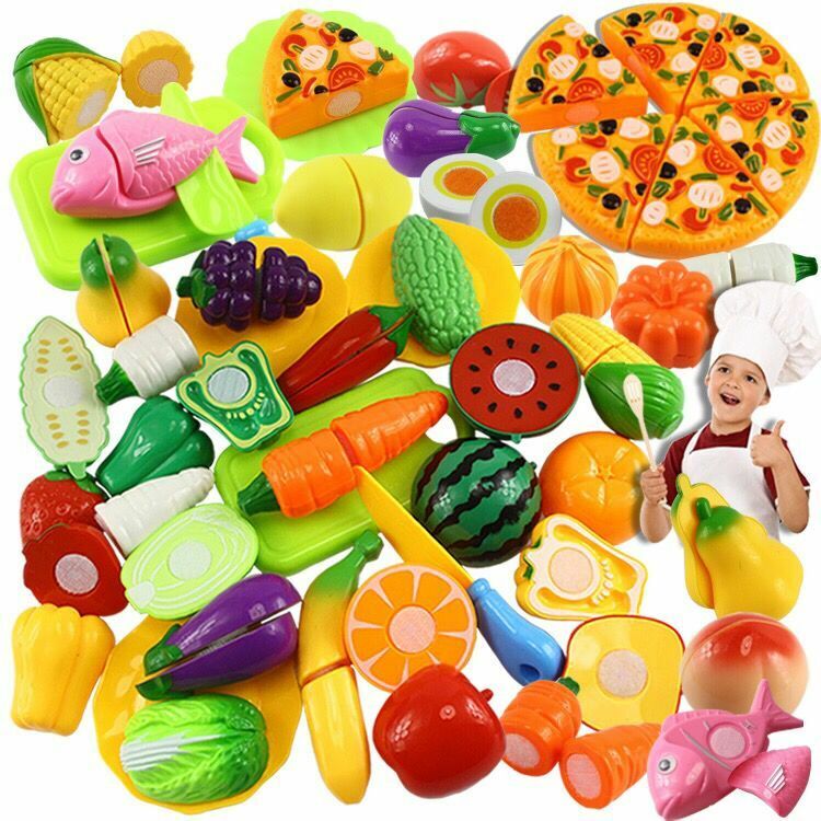 Casa de juegos para niños, juguete de frutas cortadas de simulación, vegetales, Pizza, Cutie Le, juego de frutas de juguete de plástico