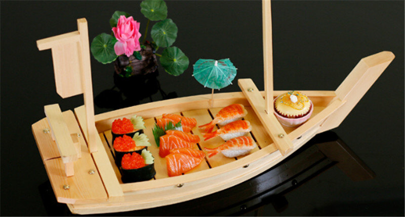 Grande 40cm a 90cm cucina giapponese Sushi Boat Tray strumento di frutti di mare ristorante in legno in legno fatto a mano Sashimi