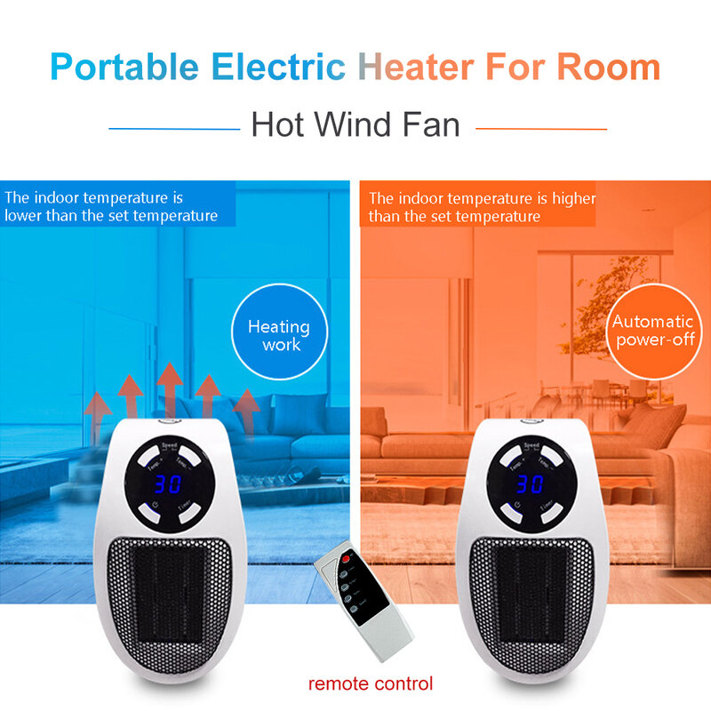 Hot Fan Elektrische Heater Voor Thuis Temperatuur Instelling Hand Droger Met Ptc Keramische Element Afstandsbediening Verwarming Handwarmer
