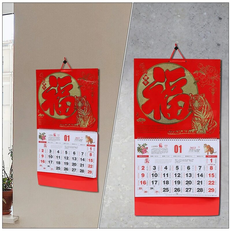 4 Stuks Prachtige Traditionele Duurzaam Creatieve Traditionele Chinese Dagelijkse Kalenders 2022 Jaar Kalenders