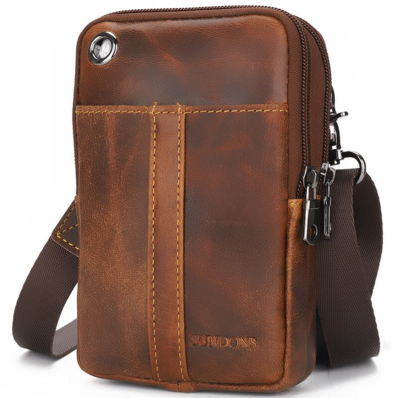 Vintage الرجال حقيبة كتف متعددة الوظائف حقيبة بحزام المحافظ الذكور الهاتف حقيبة جودة الخصر حقيبة حزمة مراوح للرجال