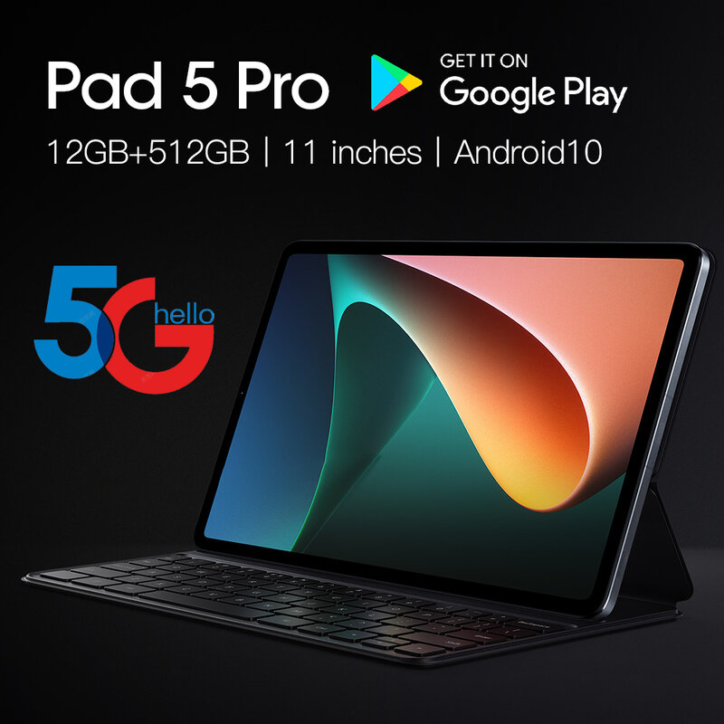 Global Firmware Pad 5 Pro Tablet 11 Inch Tabletas 12GB RAM 512GB ROM Android 10 LCD HD Screen Snapdragon 870 Tabletas Pad 5 Pro