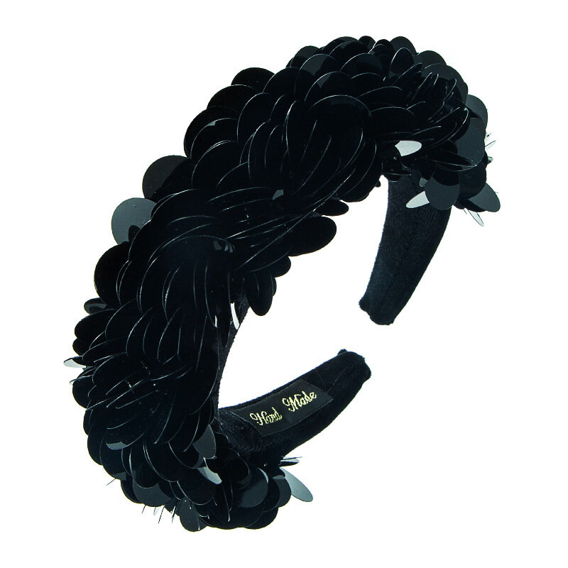 Hair hoop European and American fashion sequined hair hoop female dark wind three-dimensional sponge hair accessories