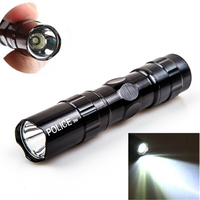 LED Mini Flashlights Portable 3W Waterproof Glare Torch Cool White with Hand Strap Outdoor Camping Hiking Fishing Flash Light
