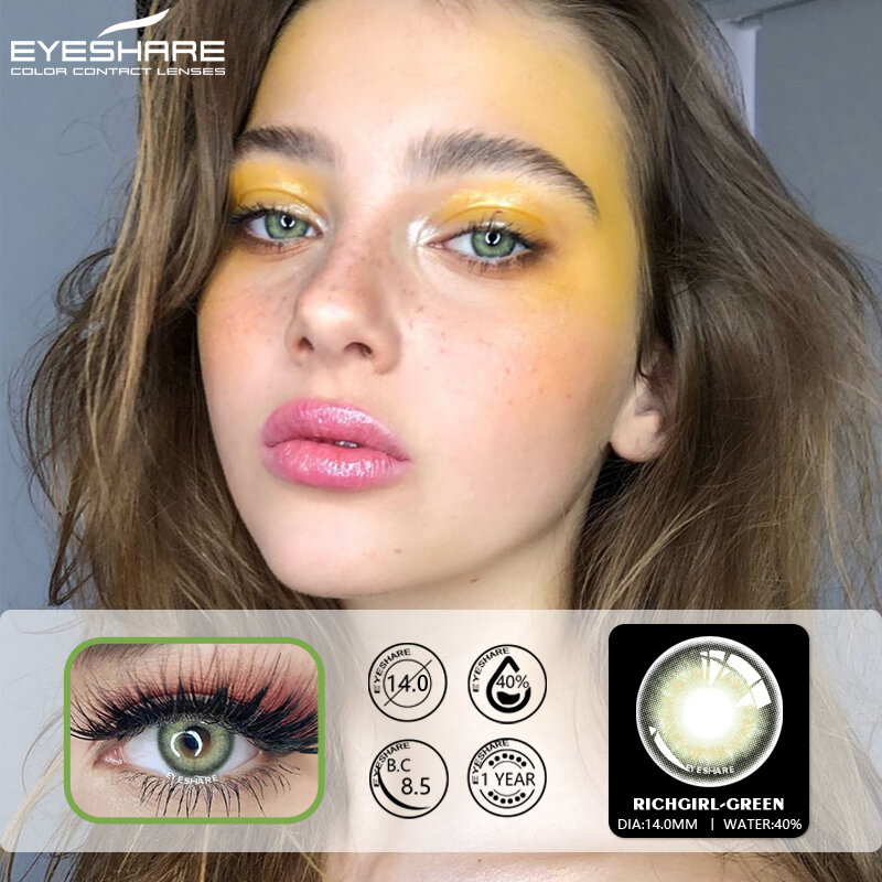 Eyeshare cor natural lente olhos 2pcs cor lentes de contato para olho azul beleza lentes de contato olho anual cosméticos cor lente