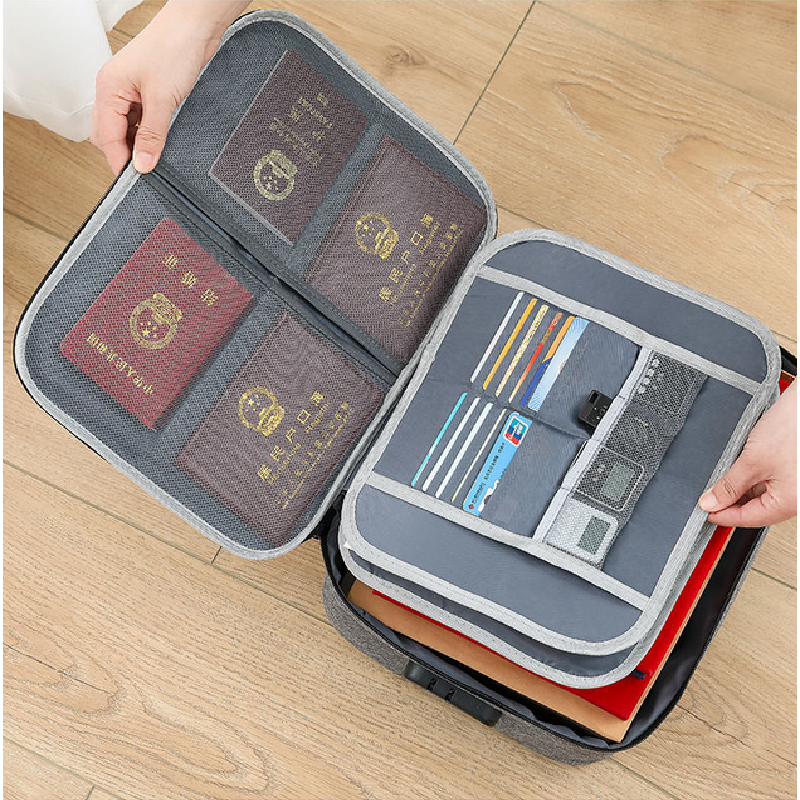 سعة كبيرة متعددة الطبقات وثيقة تذاكر حقيبة التخزين شهادة منظم الملفات الرئيسية جواز سفر حقيبة مع قفل