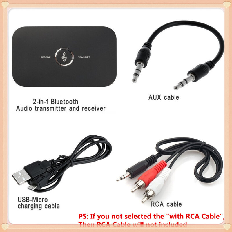 5.0 Audio Receiver Transmitter 300Mah Battery 3.5mm AUX Jack Stereo Music Wireless Adapters For TV Car PC Headphone