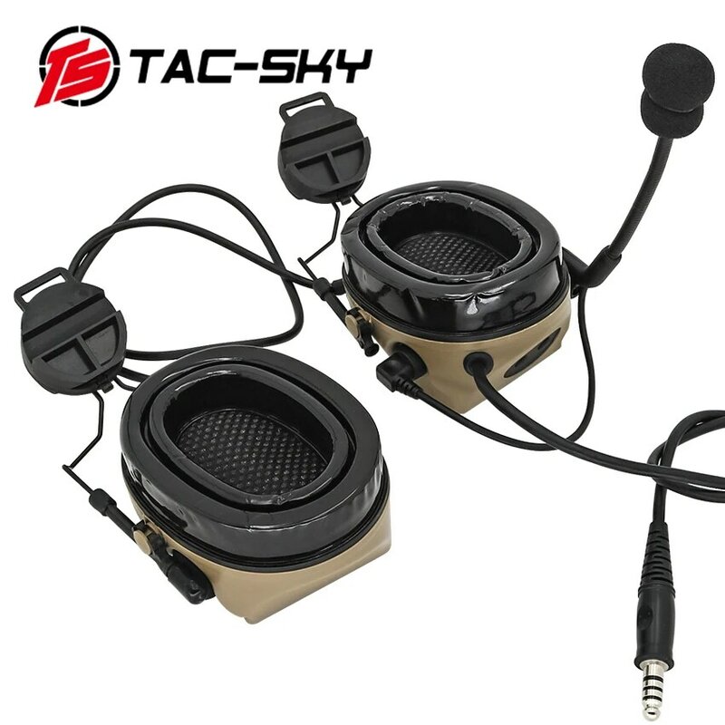 TAC-SKY Comtac II 실리콘 헤드폰 전술 청력 보호 사냥 헤드폰 아크 전술 헬멧 레일 마운트 버전