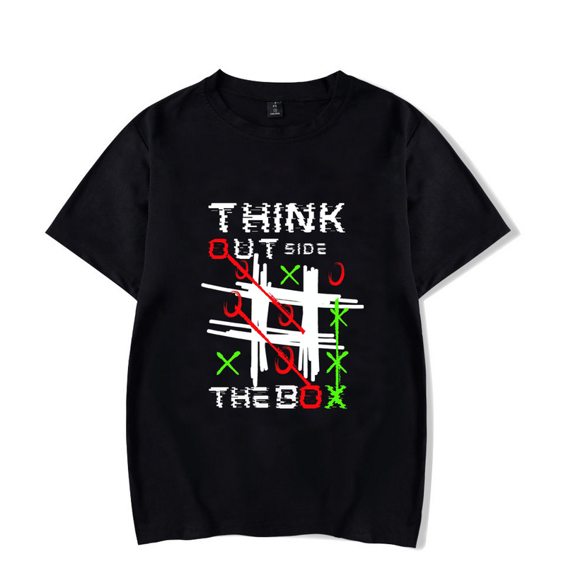 Camiseta de gran tamaño con estampado de matemáticas para hombre, ropa de calle Harajuku, Think Outside The Box, divertida, de talla grande, de verano, negra