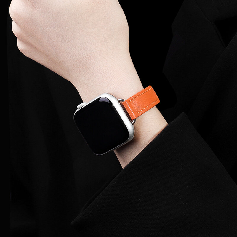 Bracelet en cuir souple pour Apple Watch 7, 41mm 45mm 38mm 42mm 44mm 40mm iwatch série se 6543, bracelet intelligent pour femmes