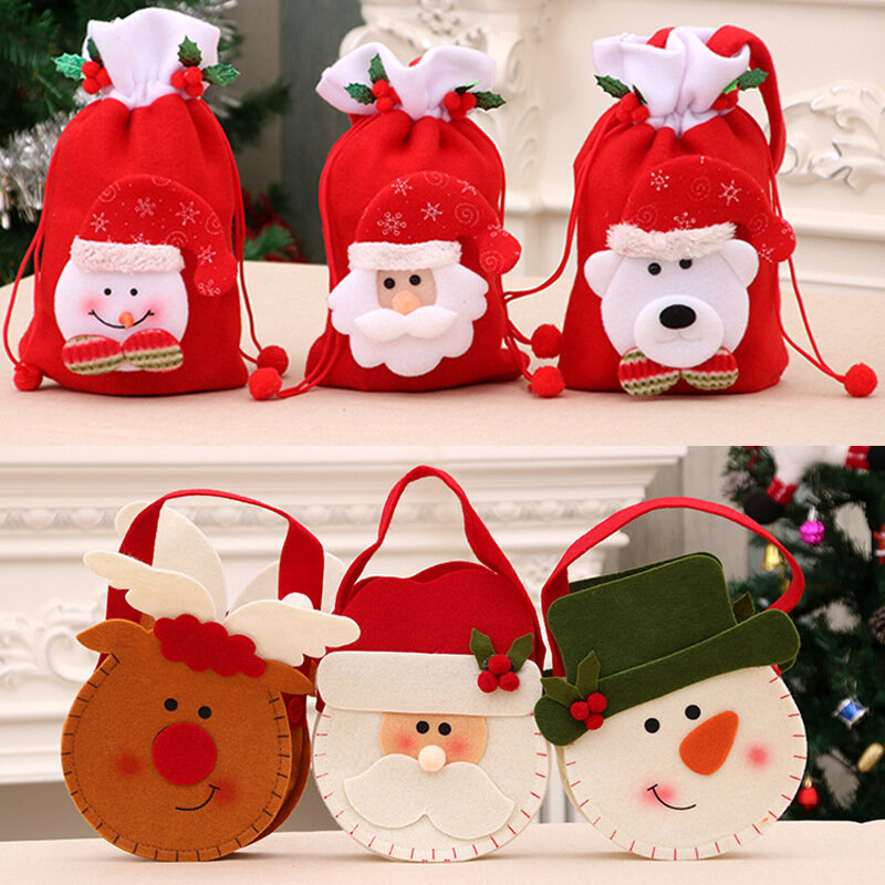 Natal vários encerramento bolsa de maçã bolsa de natal véspera de presente saco de presente pequeno das crianças suprimentos de decoração