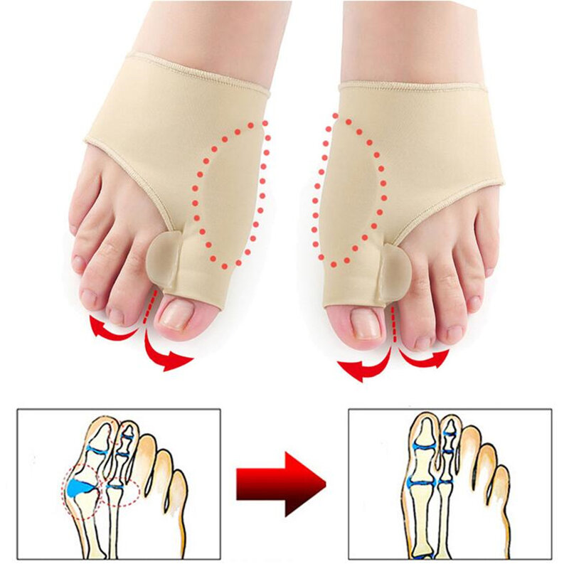 Corrector de dedos de los pies, Corrector ortopédico para el cuidado de los pies, Corrector de pulgar y hueso, calcetines suaves de pedicura, alisador de juanetes, 2 piezas = 1 par