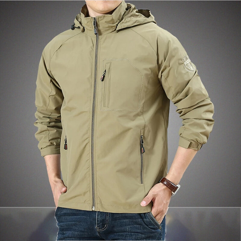 Veste de randonnée tactique multi-poches pour homme, veste légère et imperméable à capuche, style militaire, idéal pour la chasse ou la pêche