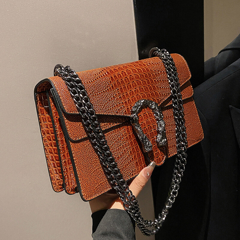 Dionysian bag crocodile pattern vintage bag 2023 popular high-end texture chain light luxury one-shoulder cross-body trend