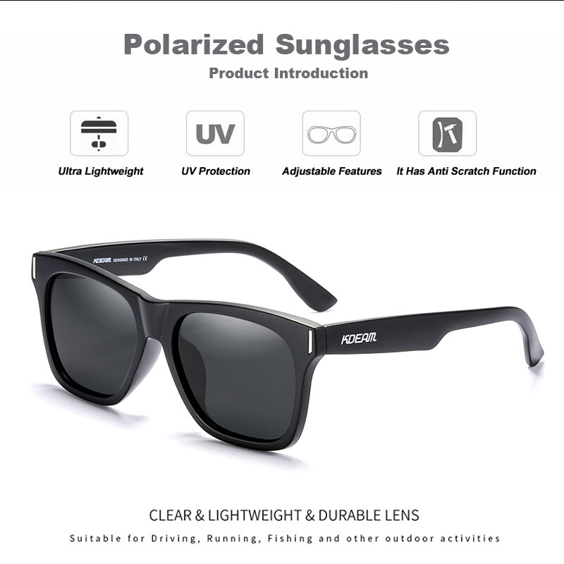 KDEAM Brand Design Polarized Sunglasses Men Women Driver Shades Male Vintage Sun Glasses Men Spuare Mirror Summer UV400 OculoS