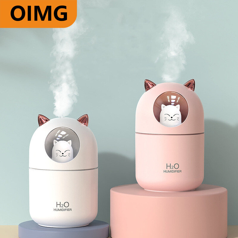 2022 LED Light Cartoon zapach wzór kota Cool Mist USB nawilżacz ultradźwiękowy ultra-cichy nawilżacz dla dzieci przedszkole sypialnia