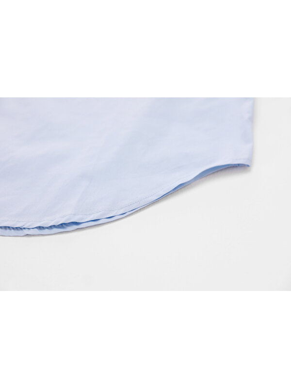 Shawl-女性の長袖のストライプのブラウス,青い縞模様のシャツ,シンプルなデザイン,スタッキング,ツーピースの刺top,秋