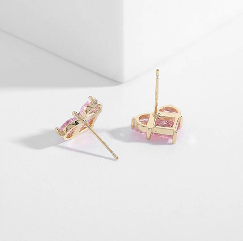 fairy sweet fresh heart earrings for women simple pink love-shaped summer sweet stud earring