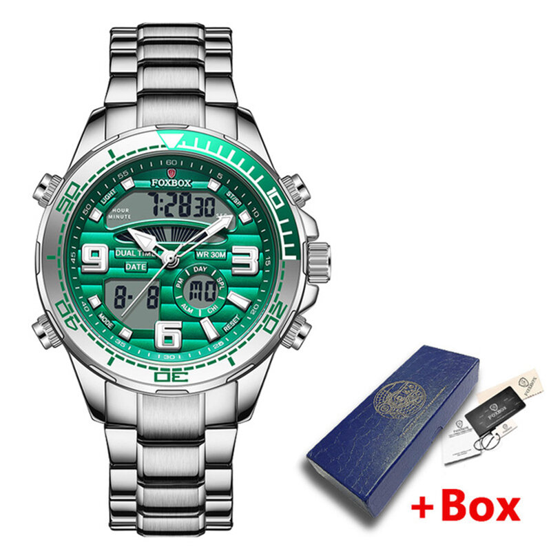 العلامة التجارية الفاخرة LIGE الرقمية ساعة رياضية للرجال سوار فولاذي مقاوم للماء كرونوغراف ساعة تنبيه مضيئة كوارتز ساعة اليد الذكور