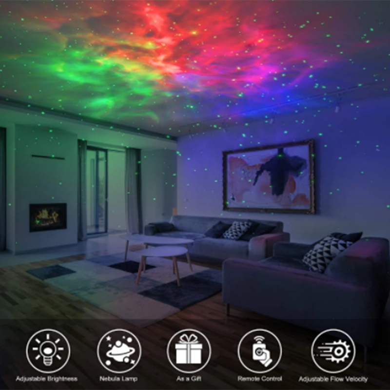 Romântico colorido inteligente aurora estrela projetor luz da noite quarto ao lado da lâmpada led colorido nebulosa decoração do quarto