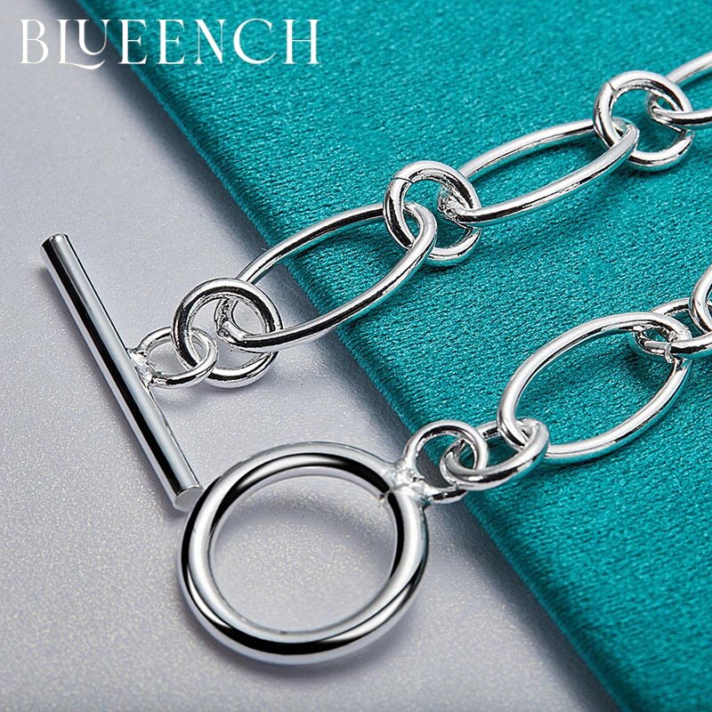 Blueench 925 prata esterlina clipe de papel corrente ot fivela pulseira para mulheres moda personalidade charme jóias