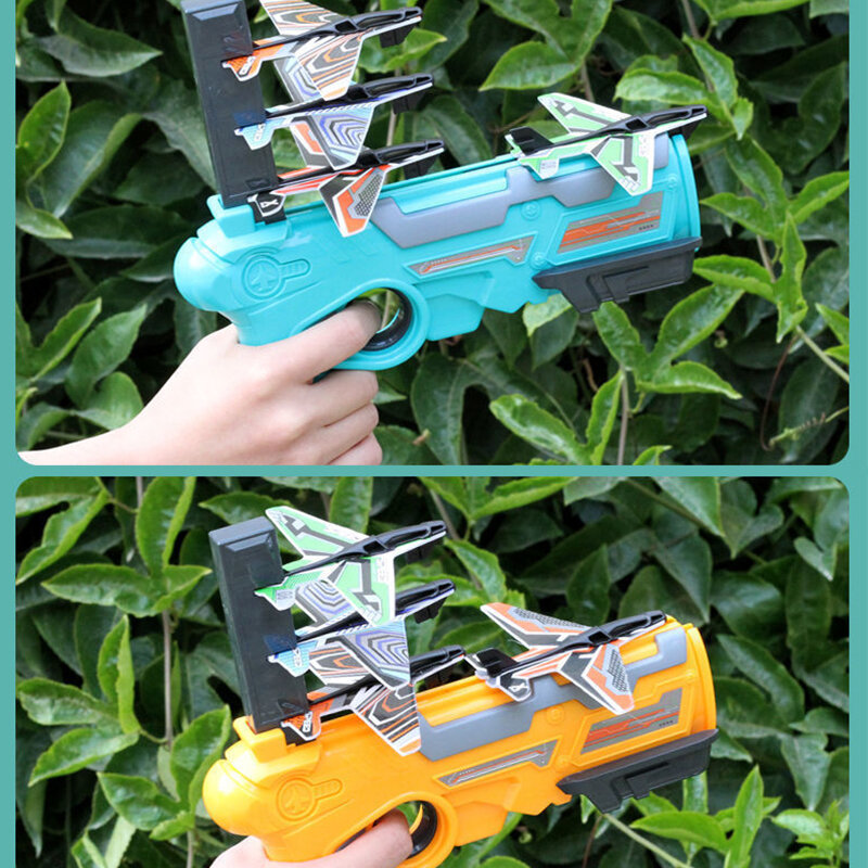 Caldo! Lanciatore di aeroplani catapulta a bolle con 6 piccoli giocattoli aerei divertenti giocattoli per aeroplani per bambini aereo catapulta pistola gioco di tiro regalo
