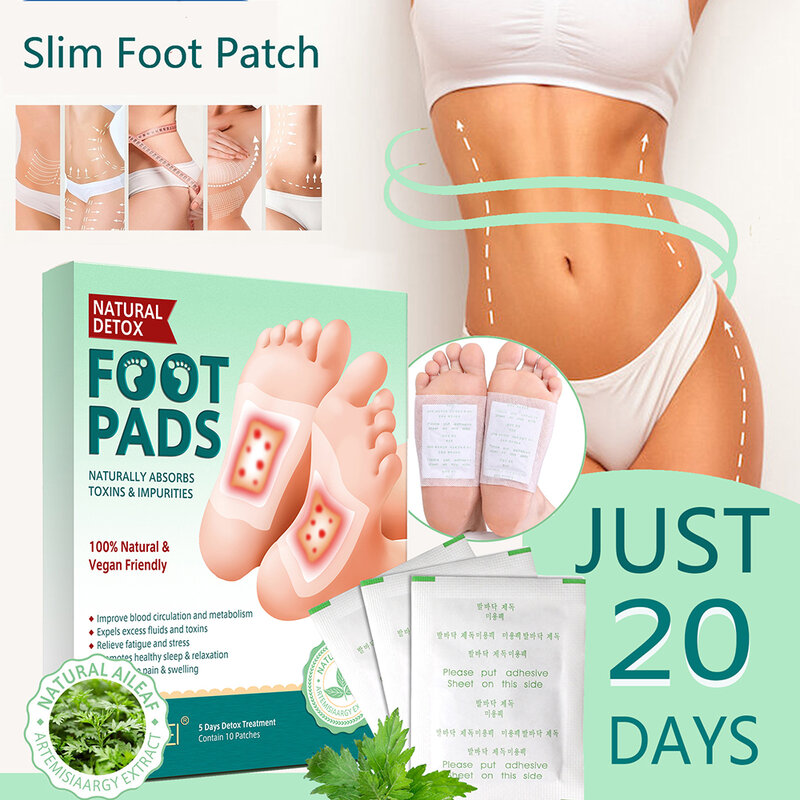 10/box Detox Foot Patch Bamboo Pads Patches With Adhersive Foot Care Tool Improve Sleep slimming Foot sticker Natural Herbal