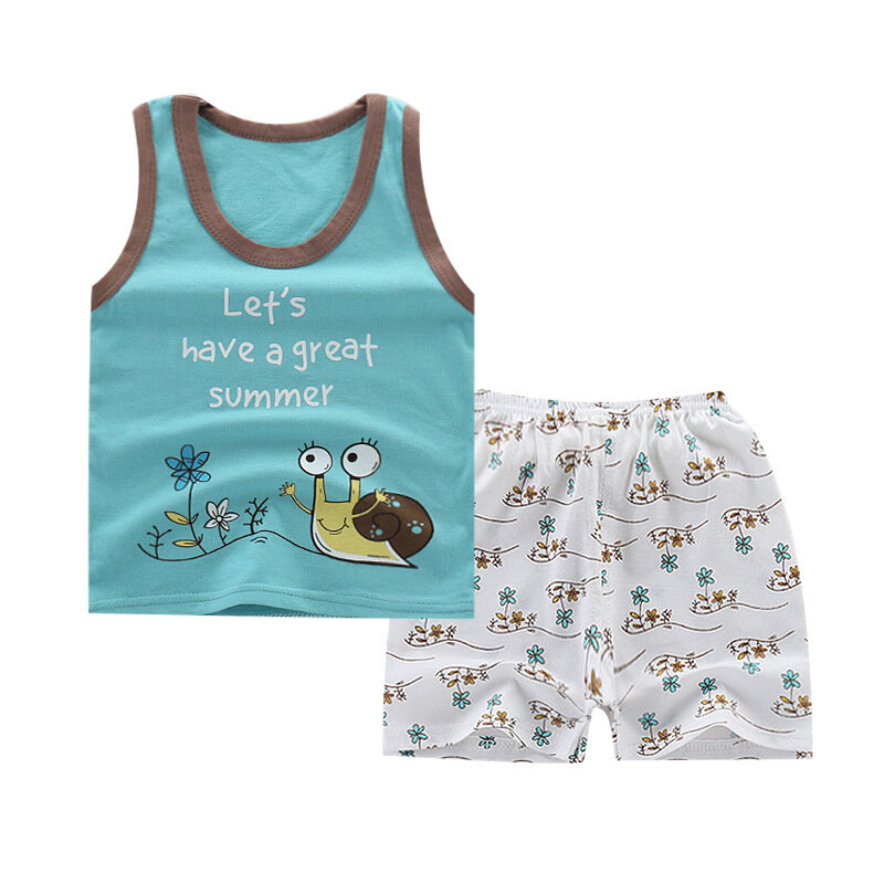 Conjunto de 2 peças de camiseta de algodão para bebês, roupas de verão para meninos e meninas, camisetas de desenho animado