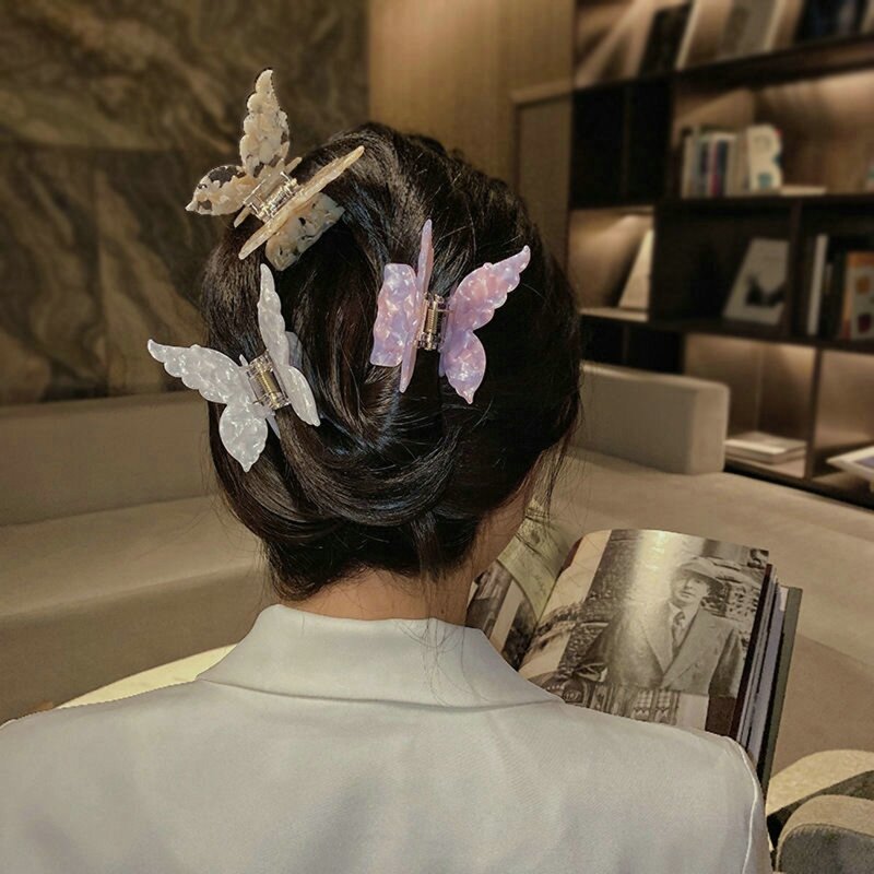 1/2/3 pz acetato capelli artiglio farfalla forcina clip gradiente Tie-Dye colorato strumenti per lo Styling dei capelli Barrettes donne ragazze accessori