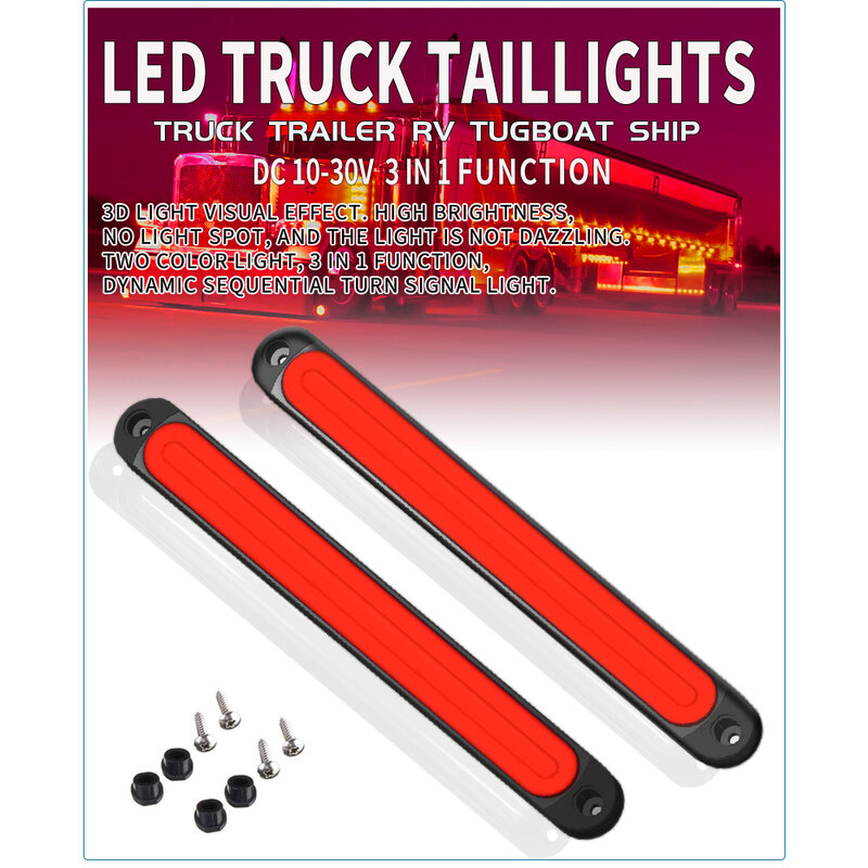 10-30v universal led barra de luz de advertência anti-colisão amarelo vermelho sinal luz de volta indicador de sinal lanterna traseira para suv do caminhão de carro