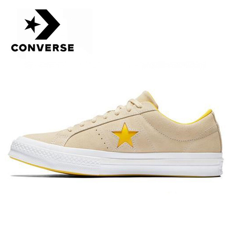 جديد الأصلي Converse واحد ستار OX الرجال والنساء للجنسين الكلاسيكية التزلج أحذية رياضية الطازجة موضة الأصفر منخفضة حذاء قماش مسطح