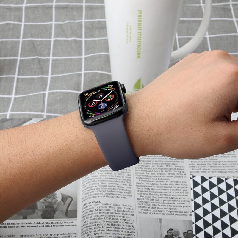 Ремешок силиконовый для Apple Watch band 44 мм 45 мм 42 мм iWatch 40 мм 38 мм 41 мм, браслет для apple watch Series 7 3 5 6 se