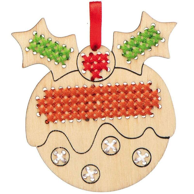 Decoración artesanal hecha a mano, arreglo navideño, colgante de decoración de punto de cruz para niños, KIT de artesanía de madera para enseñar