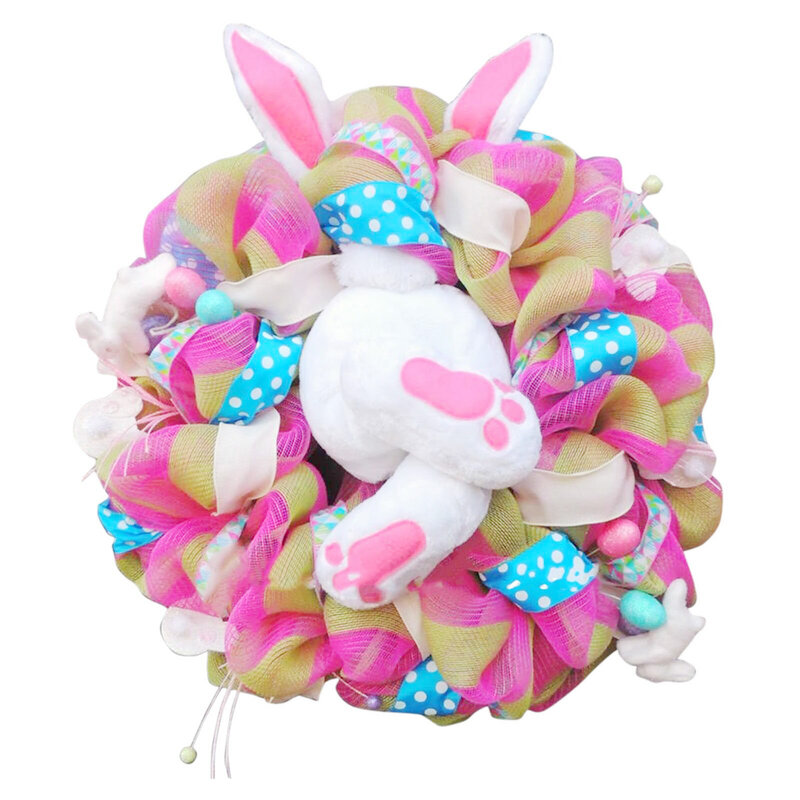 Guirnaldas de conejo de Pascua para puerta Delantera, adornos de pared, corona de conejo de pascua, decoración de fiesta de Pascua Feliz, 2022