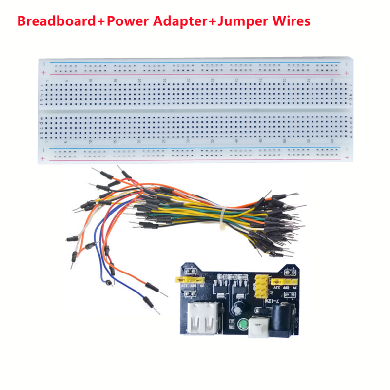 Bread Board Power Supply Adapter Mini Universal Module Test Breadboard Protoboard MB-102 Tie-Point Solderless PCB Jumper Wires