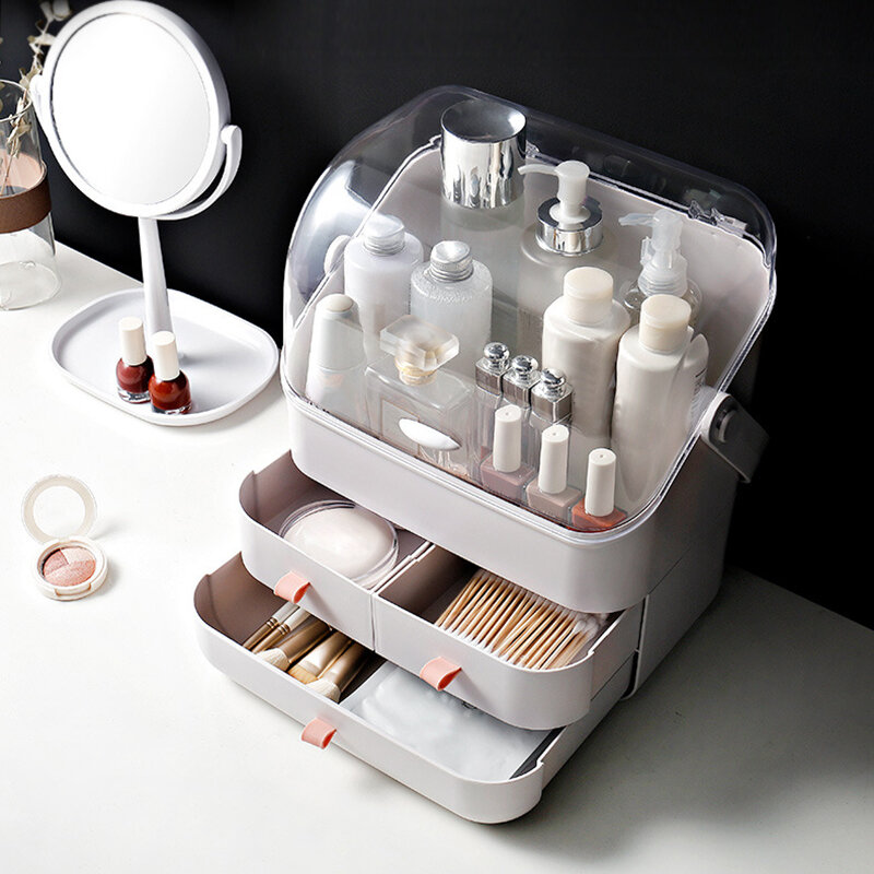 Ящик-органайзер для макияжа, большой емкости, портативный, для хранения ювелирных изделий, лаков для ногтей