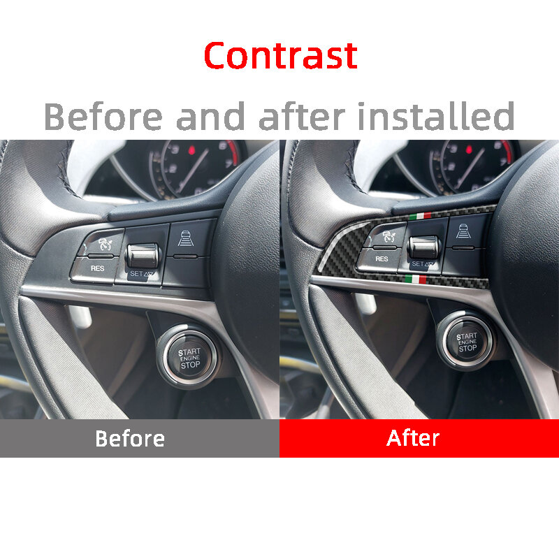 Steering Wheel Button Decoration Frame Carbon Fiber Car Stickers For Alfa Romeo Giulia Stelvio 2017-2019 Interior Accessories