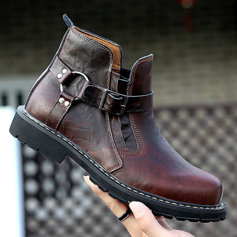 Chaussures d'outillage d'extérieur pour hommes 38-46, bottes Martin montantes d'hiver en cuir véritable, bottes de Combat indestructibles