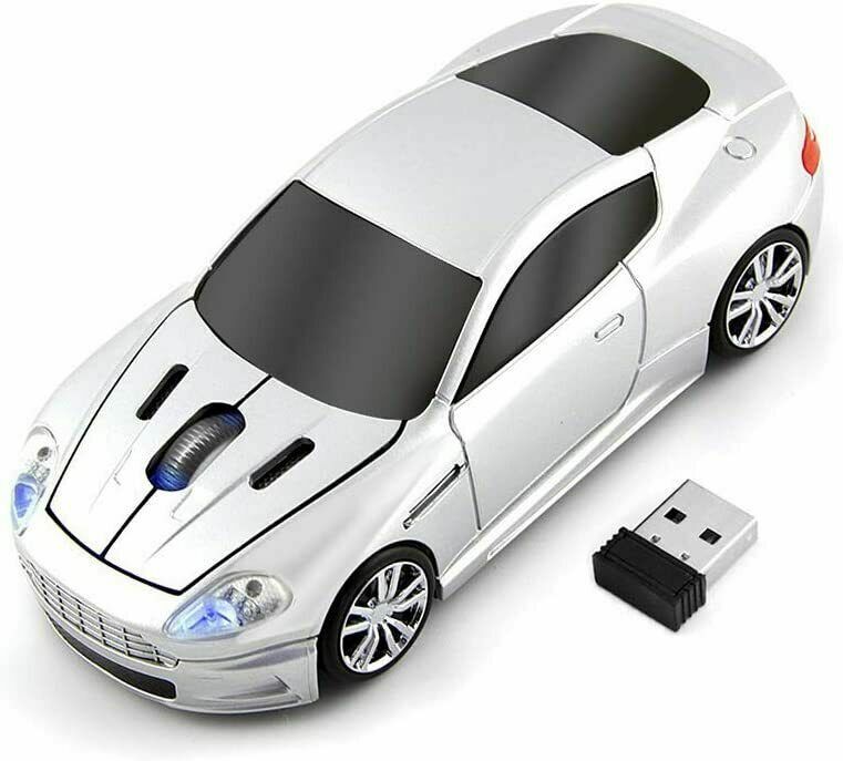 Mouse Gaming Nirkabel 2.4G Bentuk Mobil Balap Olahraga 3D Keren 1600DPI untuk Laptop PC