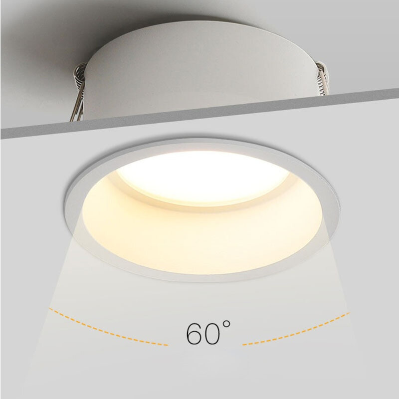 Spot lumineux LED encastrable à 60 degrés, éclairage d'intérieur, luminaire de plafond, idéal pour un salon ou une chambre à coucher, 3/5/7/10/12/15W