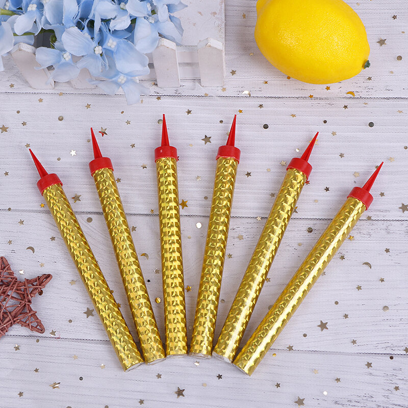 6Pcs Creative Birthday Cake Candles Bar Party Fireworks Straight Barrel Golden Champagne Fireworks Magic Wand Party Supplies