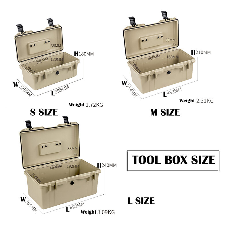 ASOYOGA-IP67 방수 플라스틱 도구 상자, 손잡이 이중 잠금 보안 이동식 트레이, 두꺼운 보관 상자, 가정 차고 정원용