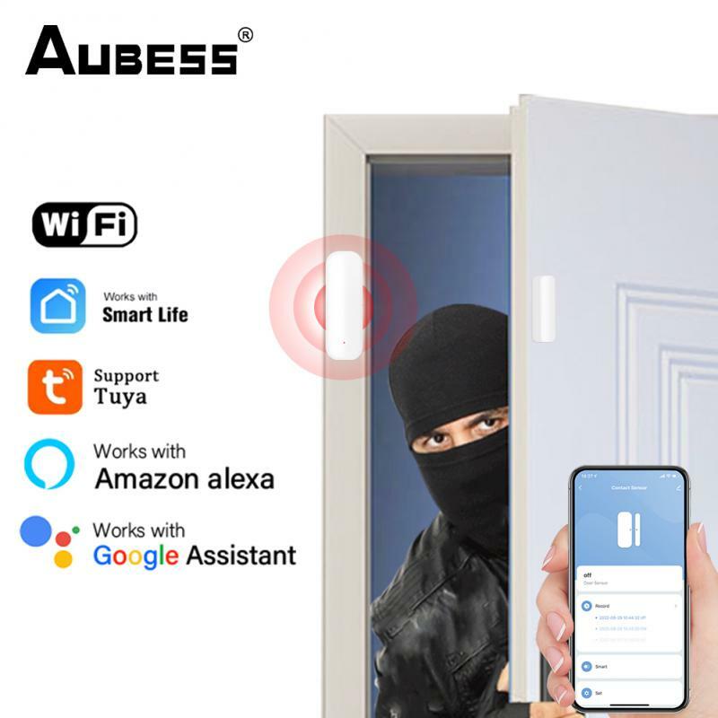 Умный дверной датчик с Wi-Fi, датчик окон для Tuya Smart Life, магнитный детектор сигнализации для умного дома, безопасность для Alexa Google Home