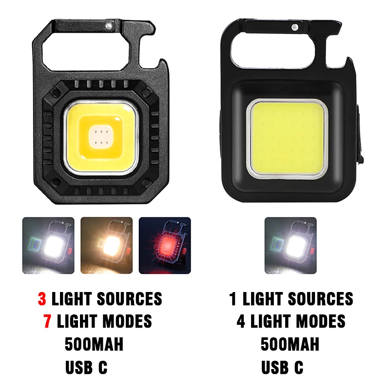 Mini COB Móc Khóa USB Sạc Khẩn Cấp Đèn 800 Lumens Nhỏ Bóng Đèn Công Việc Sửa Chữa Đèn Pin Di Động Ngoài Trời Đèn Cắm Trại