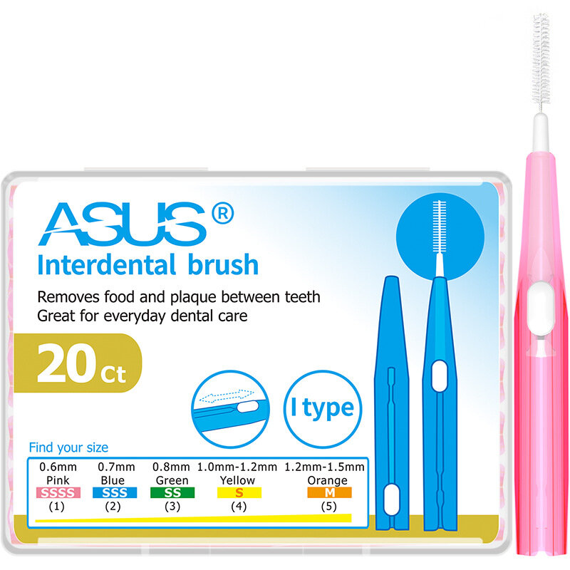 Cepillo Interdental retráctil para ortodoncia, limpieza Dental entre dientes, cepillo de dientes Interdental, 20/caja