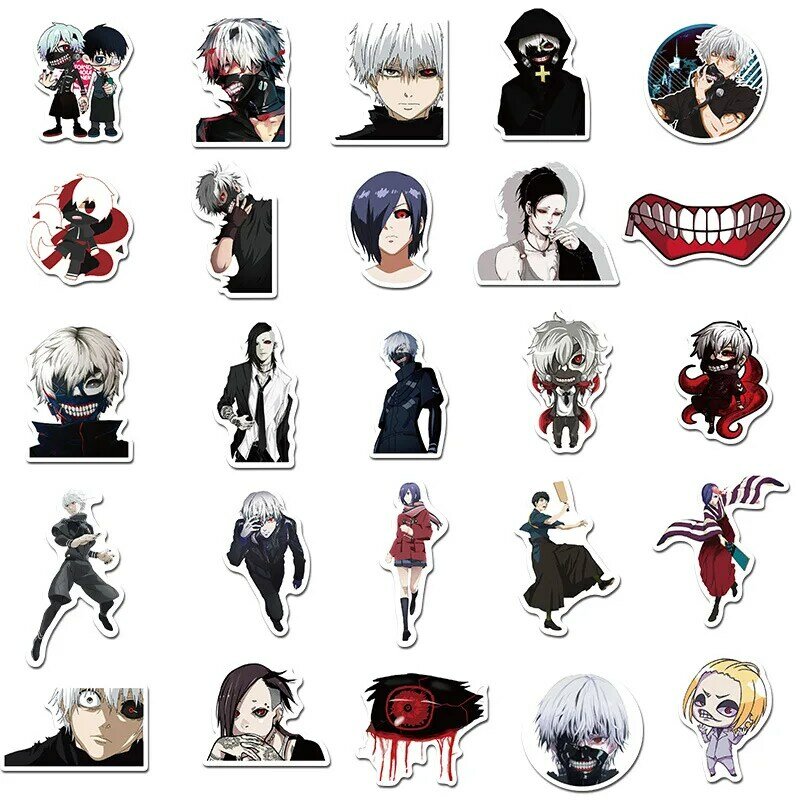 50pcs Japan Anime Tokyo Ghoul for Luggage Laptop Skateboard Bicycle Backpack Decal Pegatinas Toy Sticker for Children Gift