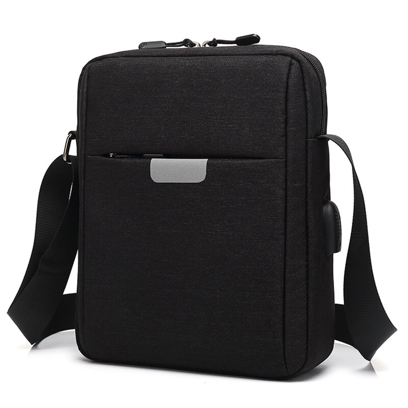 POSO-Bolsa de mensajero para hombre, bolso de mano para iPad, maletín para tableta, bolso de hombro de tela Oxford, compatible con Ipad de 9,7 pulgadas con puerto USB