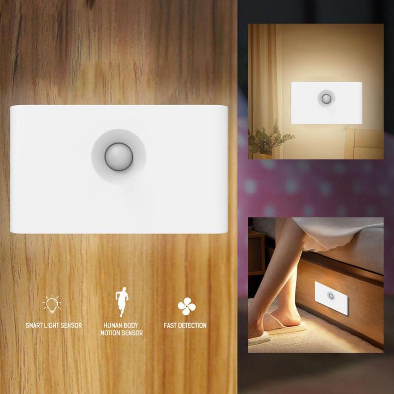 CoRui LED Smart Human Body Induction Night Light Rechargeable Corridor Cabinet Wall Light Household Bathroom Wall Sensor Light